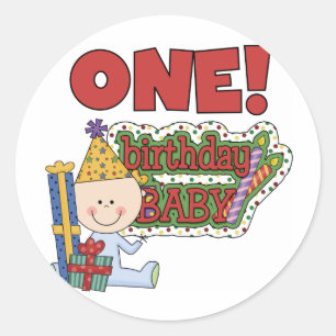Jongen Verjaardag Baby 1e Verjaardag Tshirts en ge Ronde Sticker