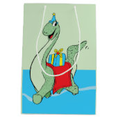 Jongen, Verjaardag Dinosaurus Medium Cadeauzakje (Achterkant)