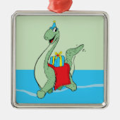 Jongen, Verjaardag Dinosaurus Metalen Ornament (Voorkant)