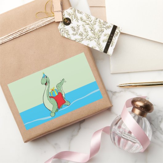 Jongen, Verjaardag Dinosaurus Rechthoekige Sticker (Geschenken)