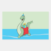 Jongen, Verjaardag Dinosaurus Rechthoekige Sticker (Voorkant)