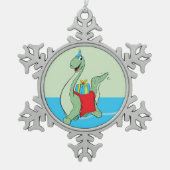 Jongen, Verjaardag Dinosaurus Tin Sneeuwvlok Ornament (Voorkant)