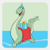 Jongen, Verjaardag Dinosaurus Vierkante Sticker (Voorkant)
