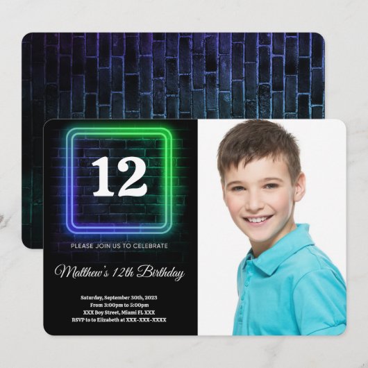 Jongen Verjaardag Foto Kaart (Voorkant / Achterkant)