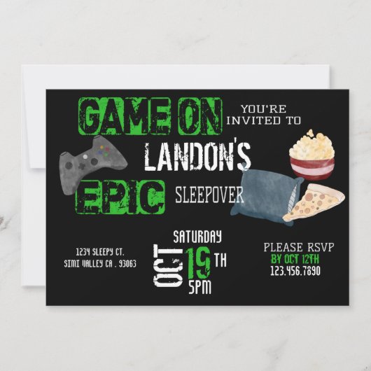 Jongen verjaardag|Gamer|Sleepover|Teen Kaart (Voorkant)