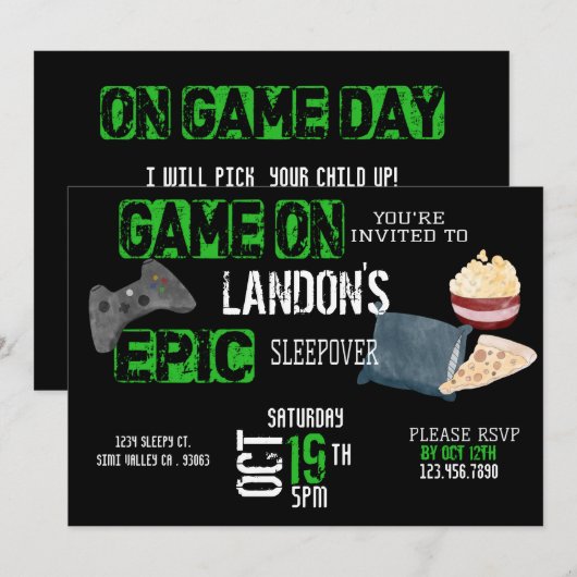 Jongen verjaardag|Gamer|Sleepover|Teen Kaart (Voorkant / Achterkant)