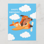 Jongen Verjaardag Hond Piloot Vliegend Vliegtuig S Briefkaart (Voorkant)