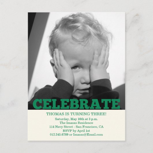 Jongen Verjaardag Party Fotouitnodigingen Uitnodiging Briefkaart (Voorkant)