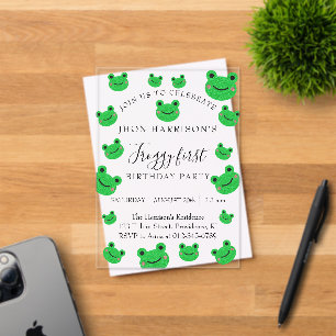 Jongen Verjaardag Party Kikker Thema Acryl Uitnodigingen