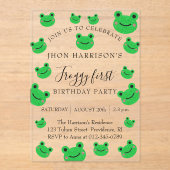 Jongen Verjaardag Party Kikker Thema Acryl Uitnodigingen (Voorkant)