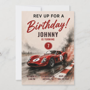 Jongen Verjaardag Racerauto Uitnodiging