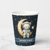 Jongen Verjaardag Space Party Cups Teddy Bear Astr Papieren Bekers (Achterkant)