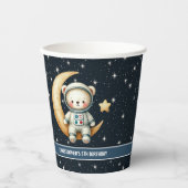 Jongen Verjaardag Space Party Cups Teddy Bear Astr Papieren Bekers (Voorkant)