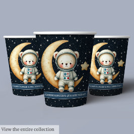 Jongen Verjaardag Space Party Cups Teddy Bear Astr Papieren Bekers