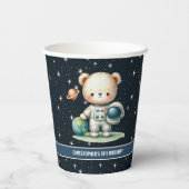 Jongen Verjaardag Teddy Bear Astronaut Party Paper Papieren Bekers (Achterkant)