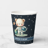 Jongen Verjaardag Teddy Bear Astronaut Party Paper Papieren Bekers (Voorkant)