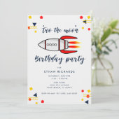 Jongen Verjaardag Twee De Maan Raket Ruimte Thema Kaart (Staand voorkant)