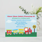 Jongen Verjaardag Uitnodiging - Choo Choo Train (Staand voorkant)