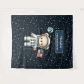 Jongen Verjaardag Wall Decor met Space Teddy Bear Wandkleed (Voorkant (horizontaal))