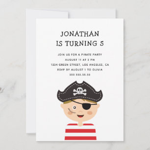Jongen Verjaardagsfeest. Piraten Avontuur Schatzoe Kaart
