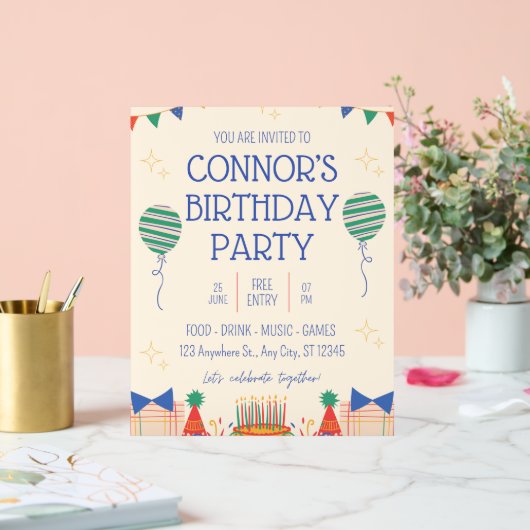 Jongen Verjaardagsfeestuitnodiging Acryl Bord (Huwelijk)