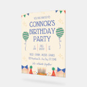 Jongen Verjaardagsfeestuitnodiging Acryl Bord (Hoek)