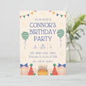 Jongen Verjaardagsfeestuitnodiging Kaart (Staand voorkant)