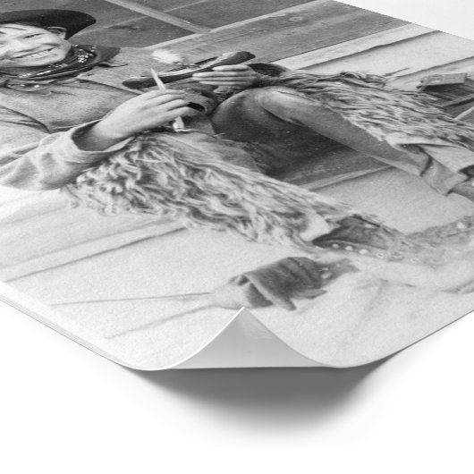 Jongen verkleed als Cowboy met speelgoed Poster (Hoek)