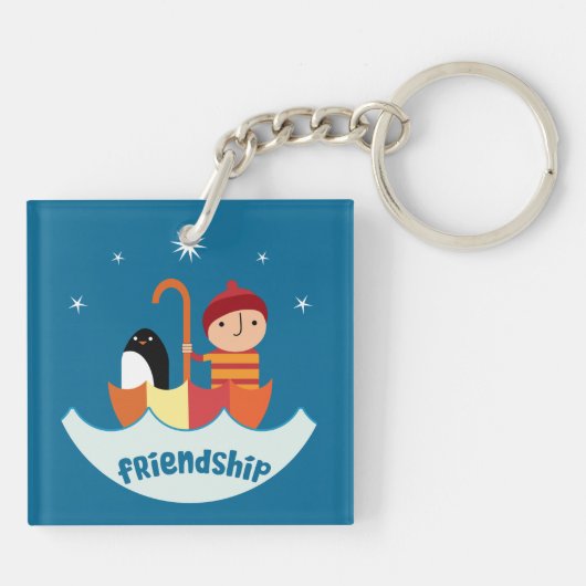 Jongen verloren en gevonden vriendschapsmetaal sleutelhanger (Achterkant)