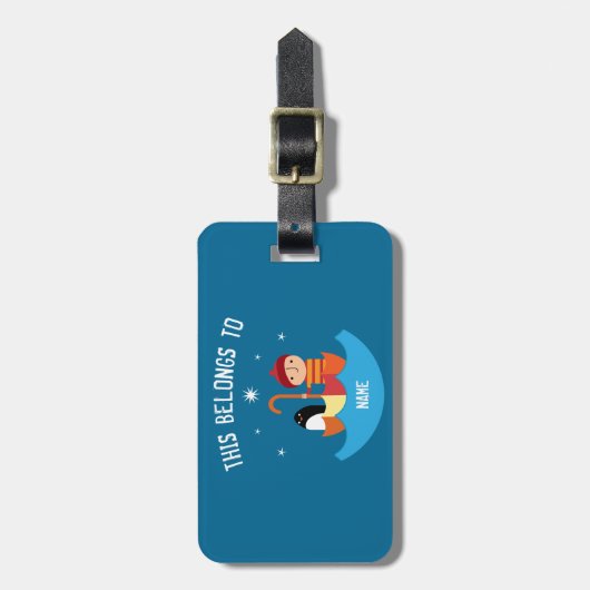 Jongen verloren en gevonden vriendschapsmetaal toe bagagelabel (Voorkant verticaal)