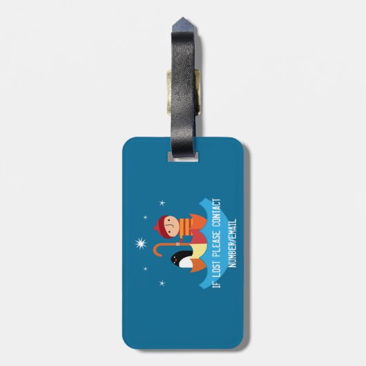 Jongen verloren en gevonden vriendschapsmetaal toe bagagelabel (Achterkant verticaal)