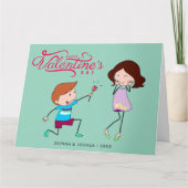 Jongen verrast de dag van de Valentijn van de meis Kaart (Voorkant)