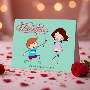 Jongen verrast de dag van de Valentijn van de meis Kaart