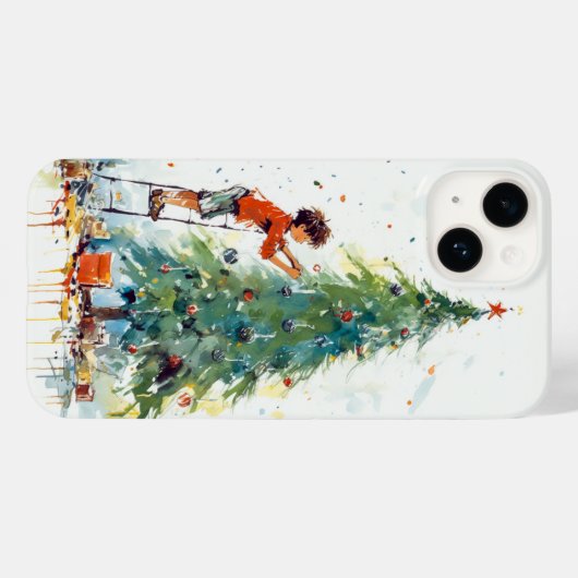 Jongen Versier Kleurrijke Kerstboom Case-Mate iPhone Case (Achterkant (horizontaal))