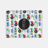 Jongen vervoerspatroon Naam Kinderen Fleece Deken (Voorkant (Horizontaal))