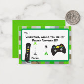 Jongen: Videogamer School Classroom Valentijns Notitiekaartje (Voorkant / Achterkant in situ)