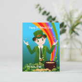 Jongen vieren de verjaardag van de verjaardag van briefkaart (Staand voorkant)