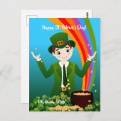 Jongen vieren de verjaardag van de verjaardag van briefkaart (Voorkant / Achterkant)