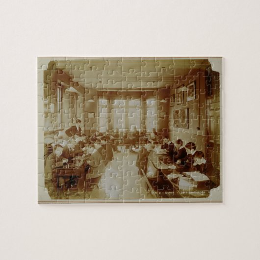 Jongen vinden plaats in het doven en het duiminsti legpuzzel (Horizontaal)