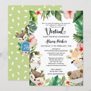 Jongen virtueel Baby shower   Gemaskerde Safari Fr Kaart