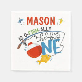 Jongen Vist de grote één verjaardagspapier servett Servet