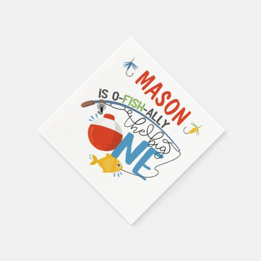 Jongen Vist de grote één verjaardagspapier servett Servet (Hoek)