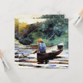 Jongen vist, kunstschilderij van Winslow Homer, Kaart (Voorkant / Achterkant in situ)