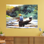 Jongen vist, kunstwerk van Winslow Homer Canvas Afdruk (Insitu (Woonkamer))