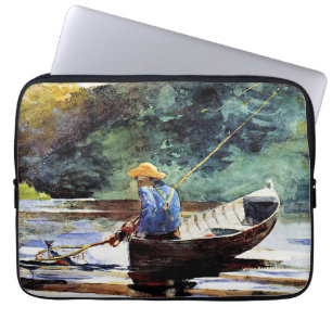 Jongen vist, kunstwerk van Winslow Homer Laptop Sleeve