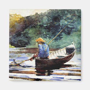 Jongen vist, kunstwerk van Winslow Homer Magneet