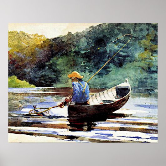 Jongen vist, kunstwerk van Winslow Homer Poster (Voorkant)