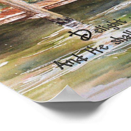 Jongen Vist met Dog Psalm 37:4 Poster (Hoek)