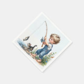 Jongen Vist met kitten Servet (Hoek)