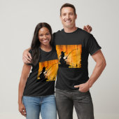 Jongen vist op de steiger t-shirt (Unisex)